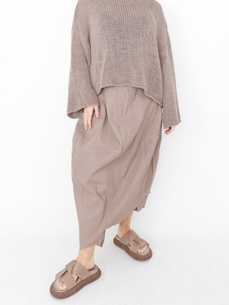 Puffed skindnederdel med lommer og snøre