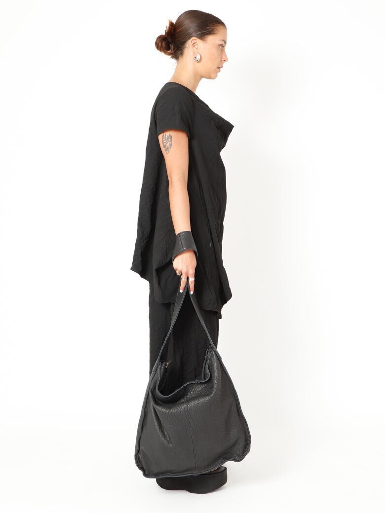 Sort Aarhus - Shrunked leather bag with zipper