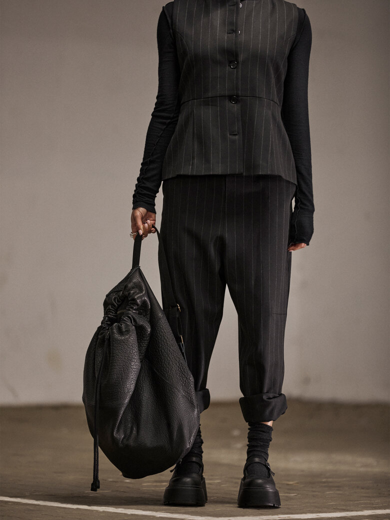 Sort Aarhus - Pinstriped baggy pants with pockets