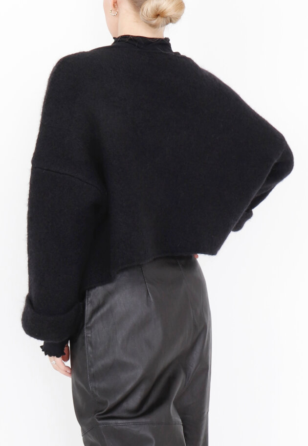 Sort Aarhus - Cropped bluse i Alpaca-uldblanding