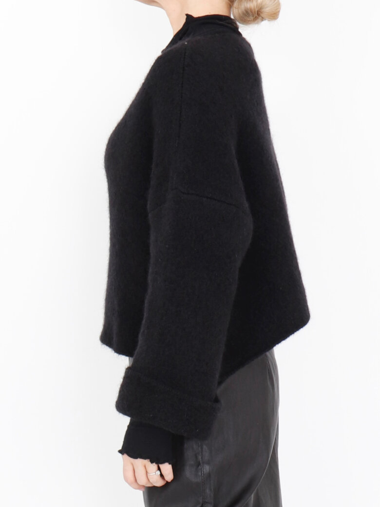 Sort Aarhus - Cropped bluse i Alpaca-uldblanding