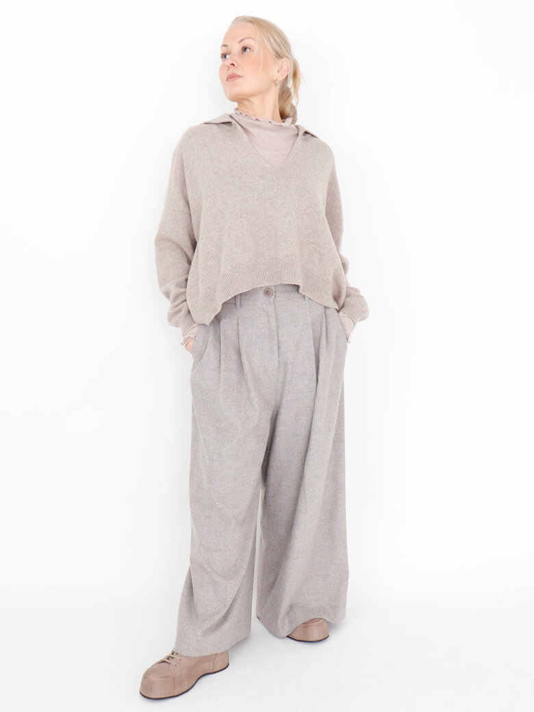 Sort Aarhus - Wide pants in a soft wool mix