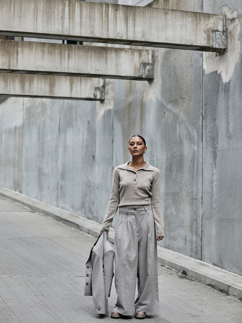 Sort Aarhus - Wide pants in a soft wool mix