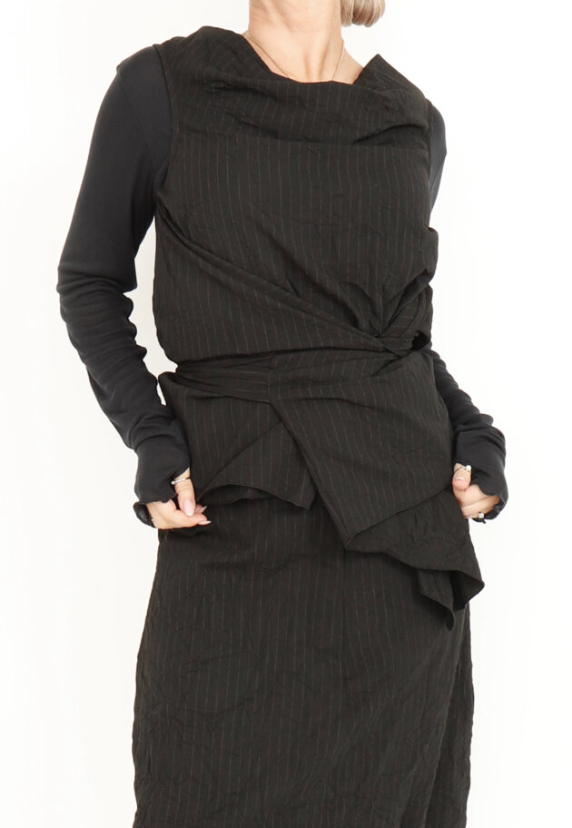 Sort Aarhus - Wrap around bluse med bindebånd