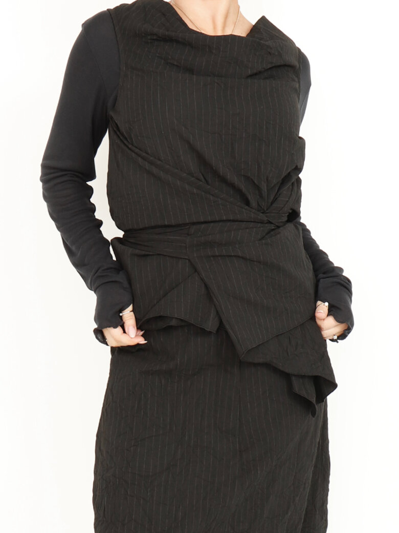 Sort Aarhus - Wrap around bluse med bindebånd