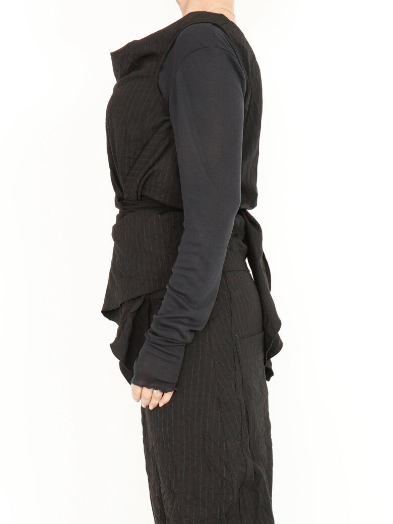 Sort Aarhus - Wrap around bluse med bindebånd