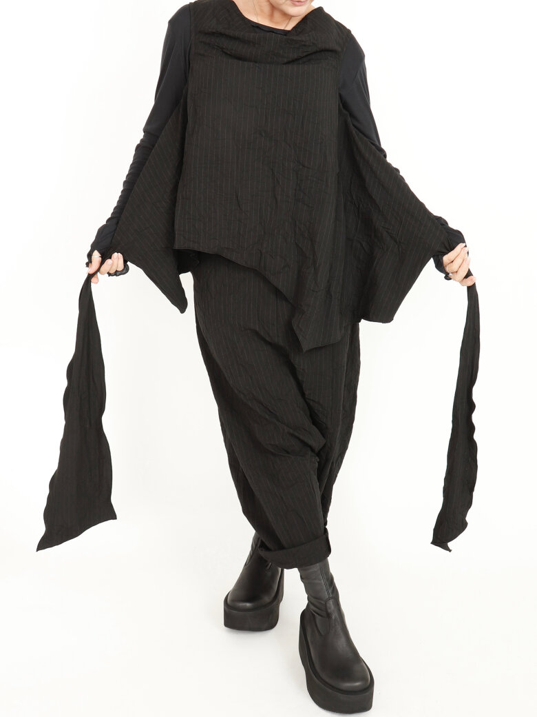 Sort Aarhus - Wrap around bluse med bindebånd
