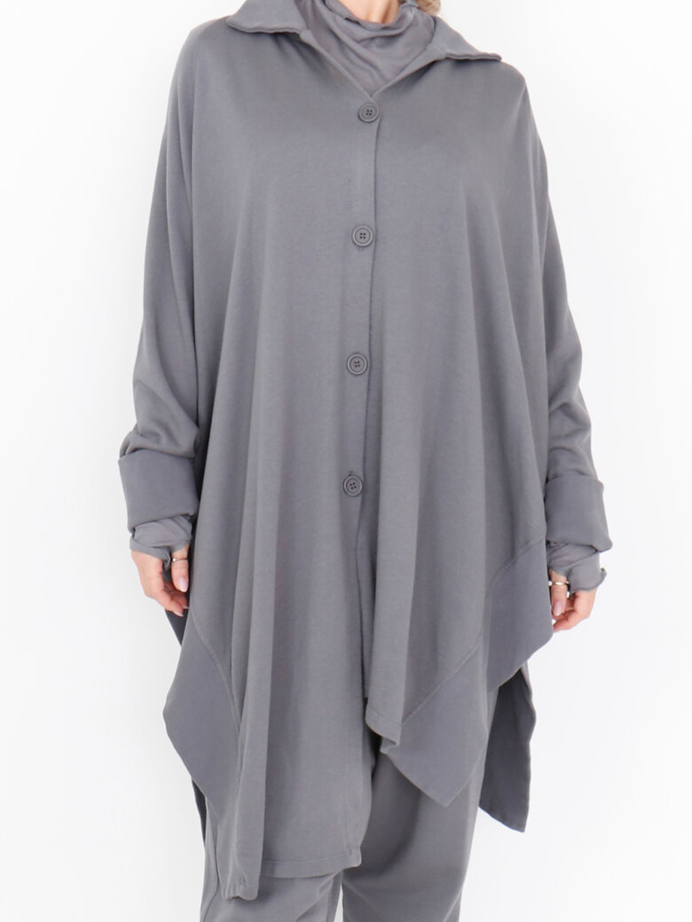 Sort Aarhus - Oversize bluse med knapper