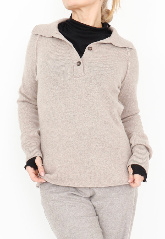 Sort Aarhus - Knitted polo with buttons Sort Aarhus - Knitted polo with buttons