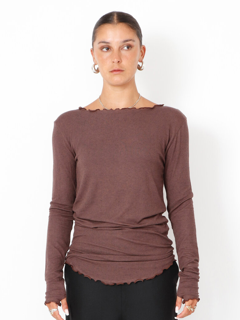 Sort Aarhus - Blouse with boat neckline and thumb opening