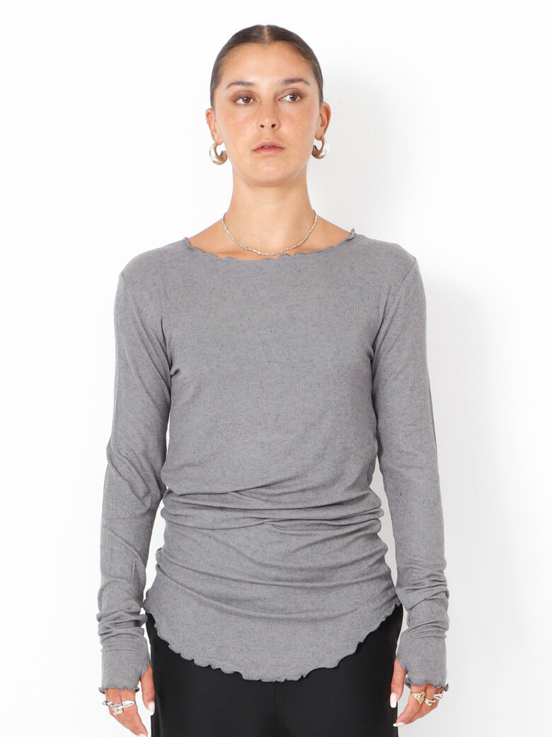 Sort Aarhus - Blouse with boat neckline and thumb opening