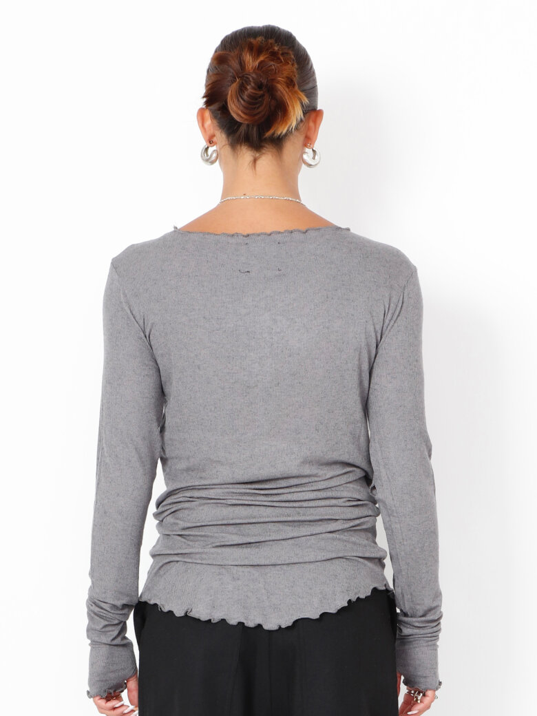 Sort Aarhus - Blouse with boat neckline and thumb opening