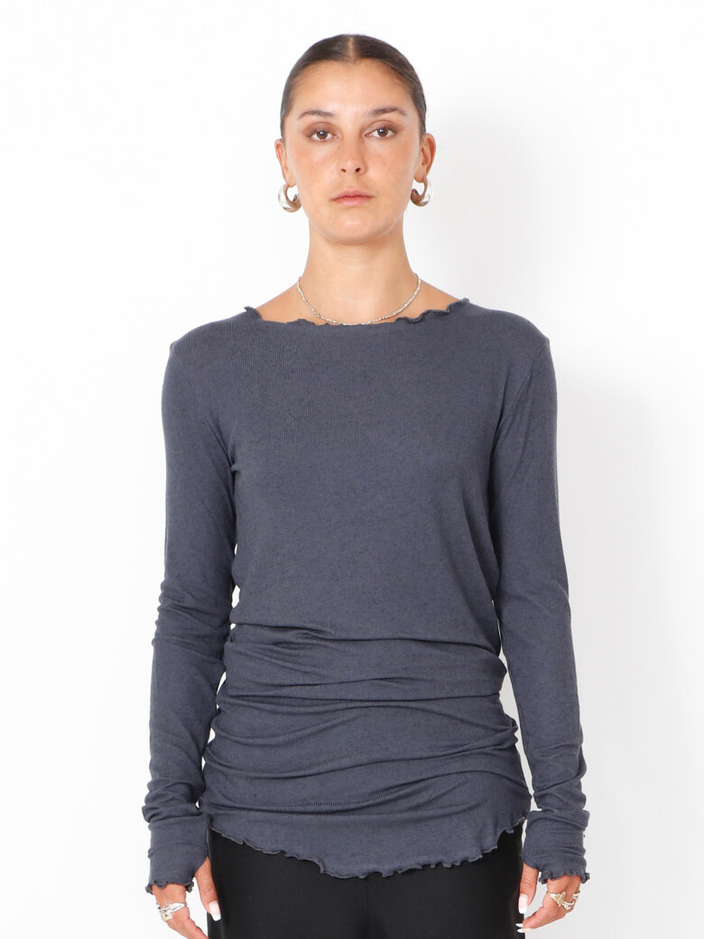 Sort Aarhus - Blouse with boat neckline and thumb opening