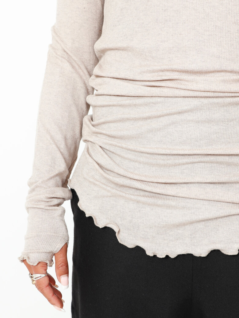 Sort Aarhus - Bluse med rullekrave og thumb-opening