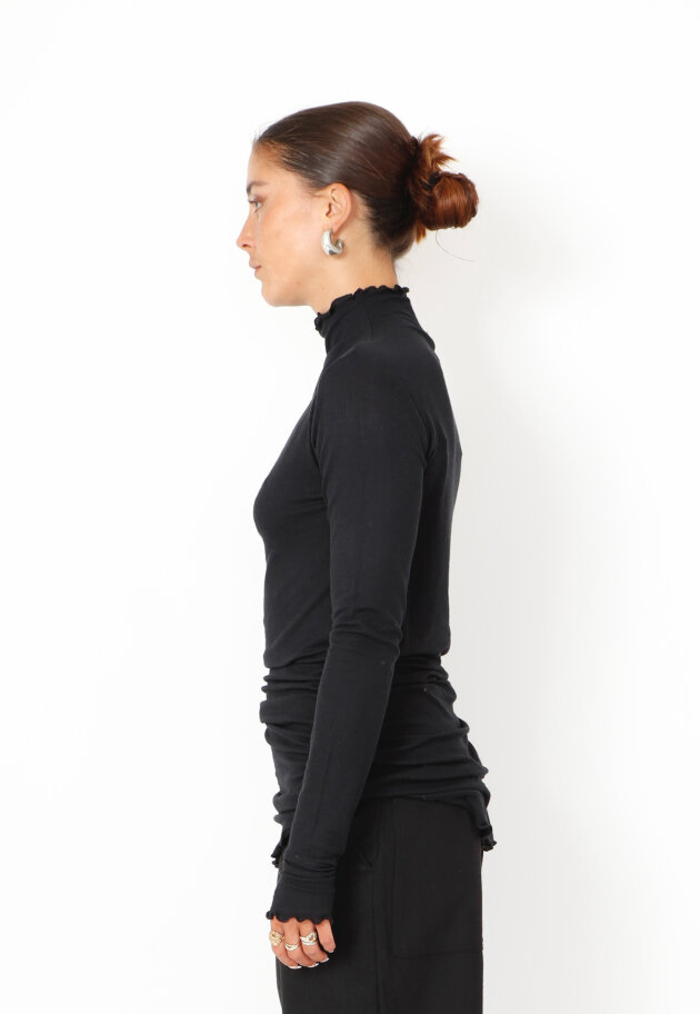 Sort Aarhus - Bluse med rullekrave og thumb-opening