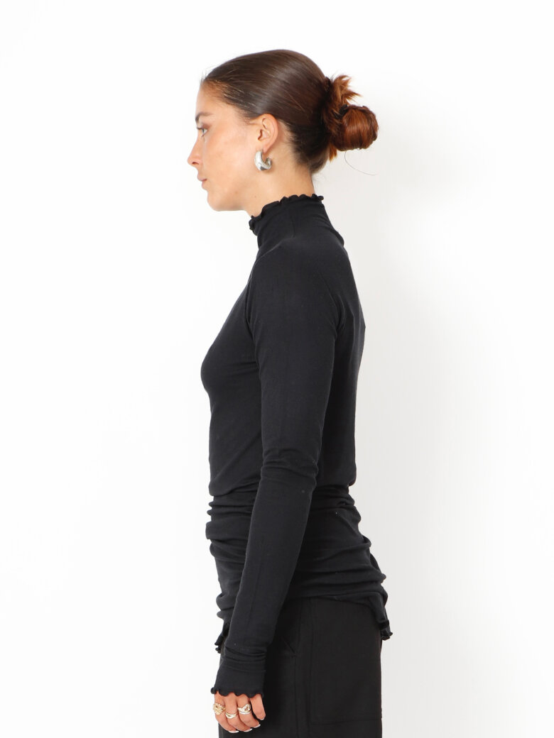 Sort Aarhus - Bluse med rullekrave og thumb-opening