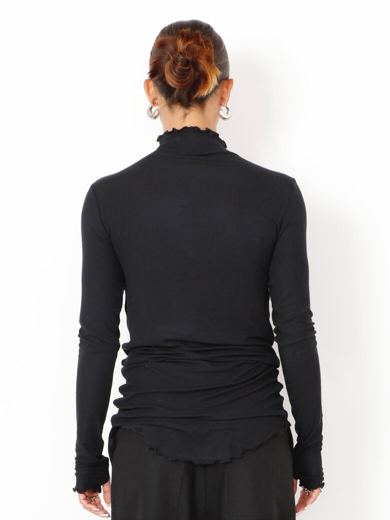 Sort Aarhus - Bluse med rullekrave og thumb-opening