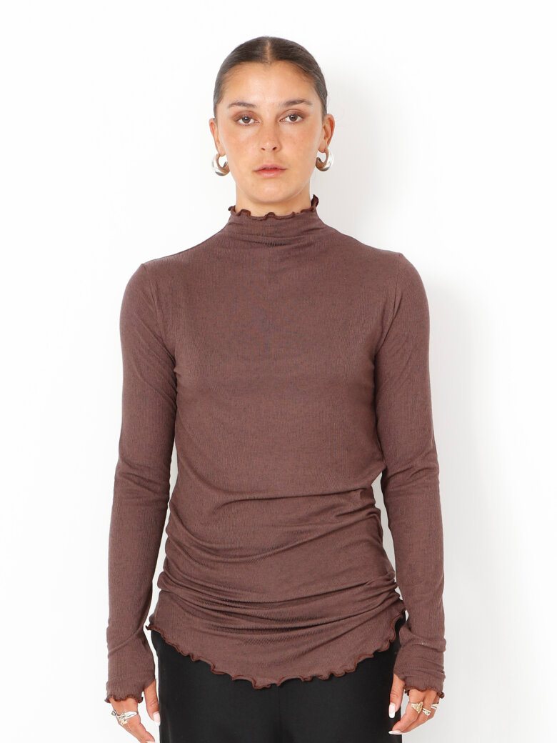 Sort Aarhus - Bluse med rullekrave og thumb-opening