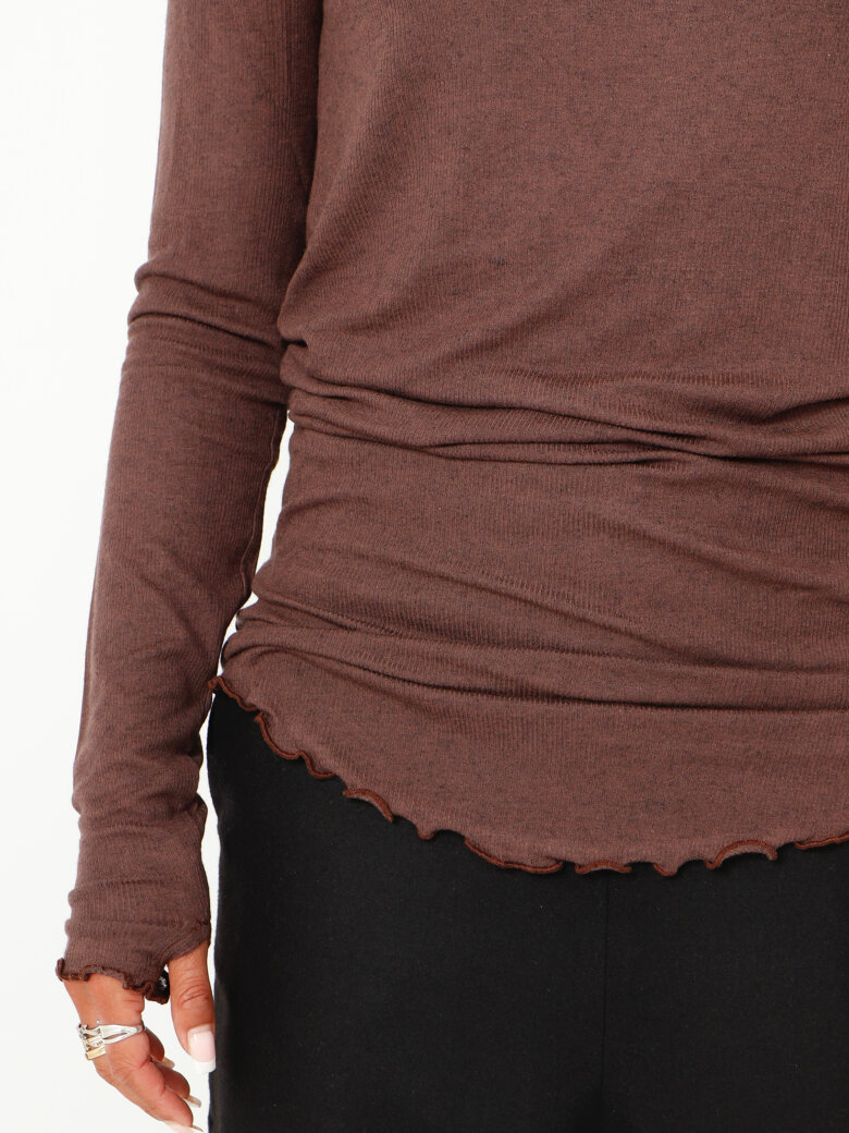 Sort Aarhus - Bluse med rullekrave og thumb-opening