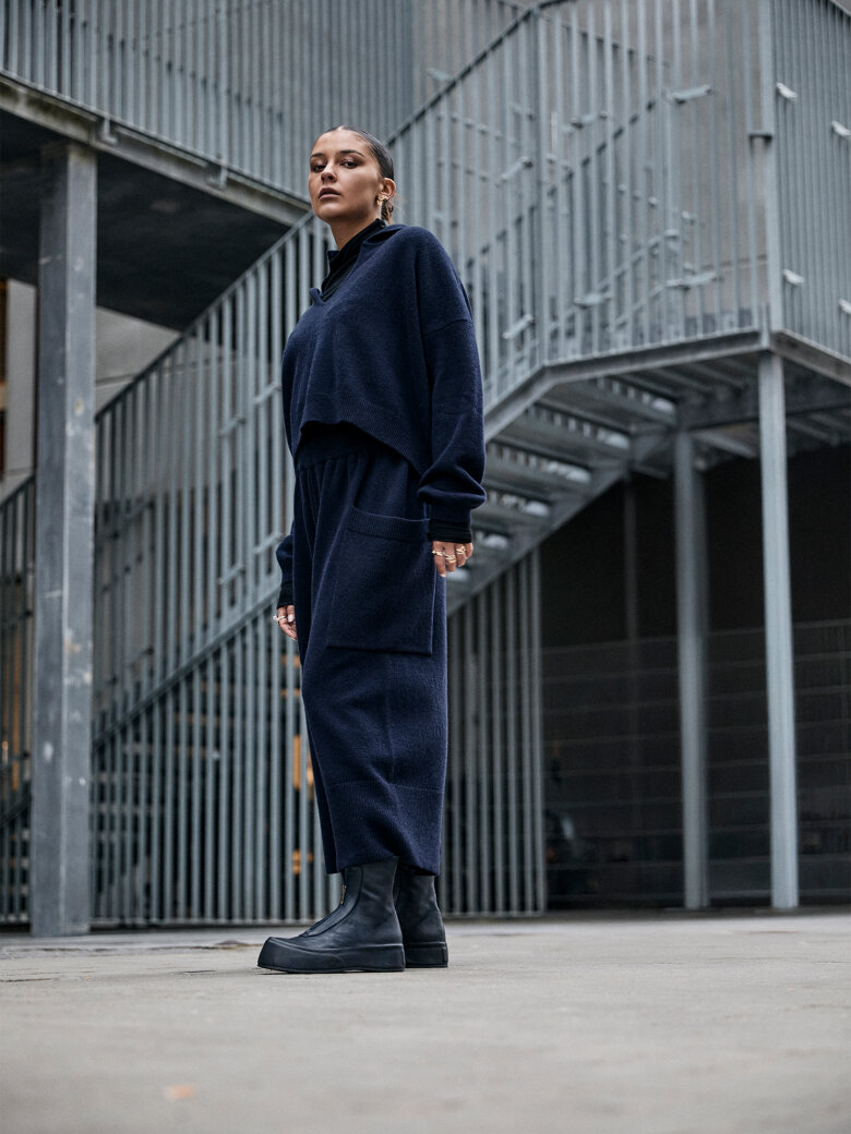 Sort Aarhus - Knitted polo in merino wool