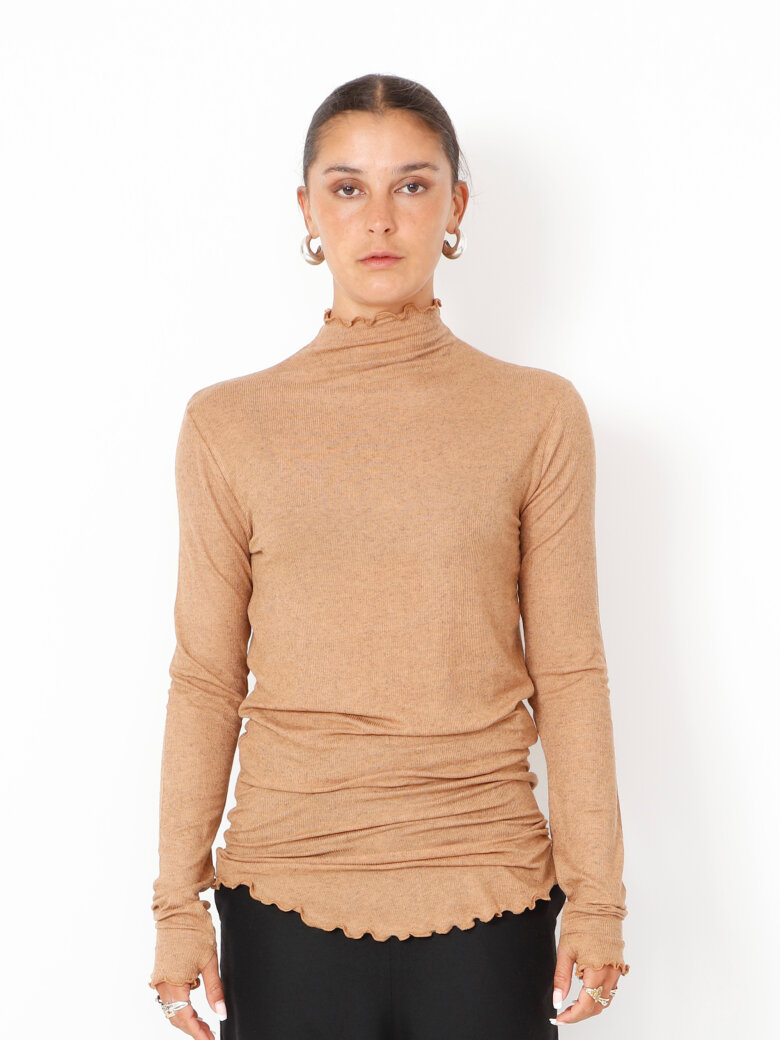 Sort Aarhus - Bluse med rullekrave og thumb-opening