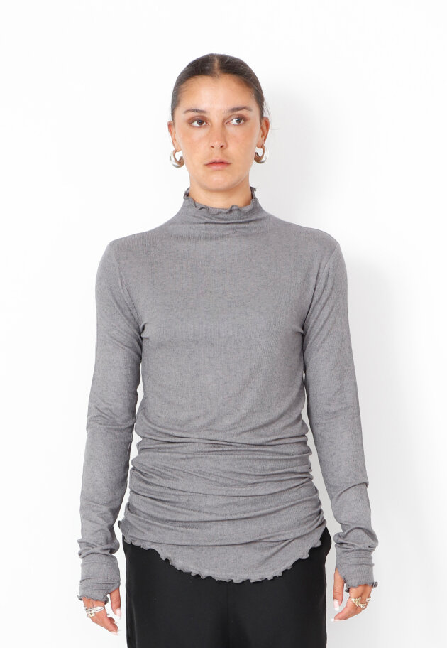 Sort Aarhus - Bluse med rullekrave og thumb-opening