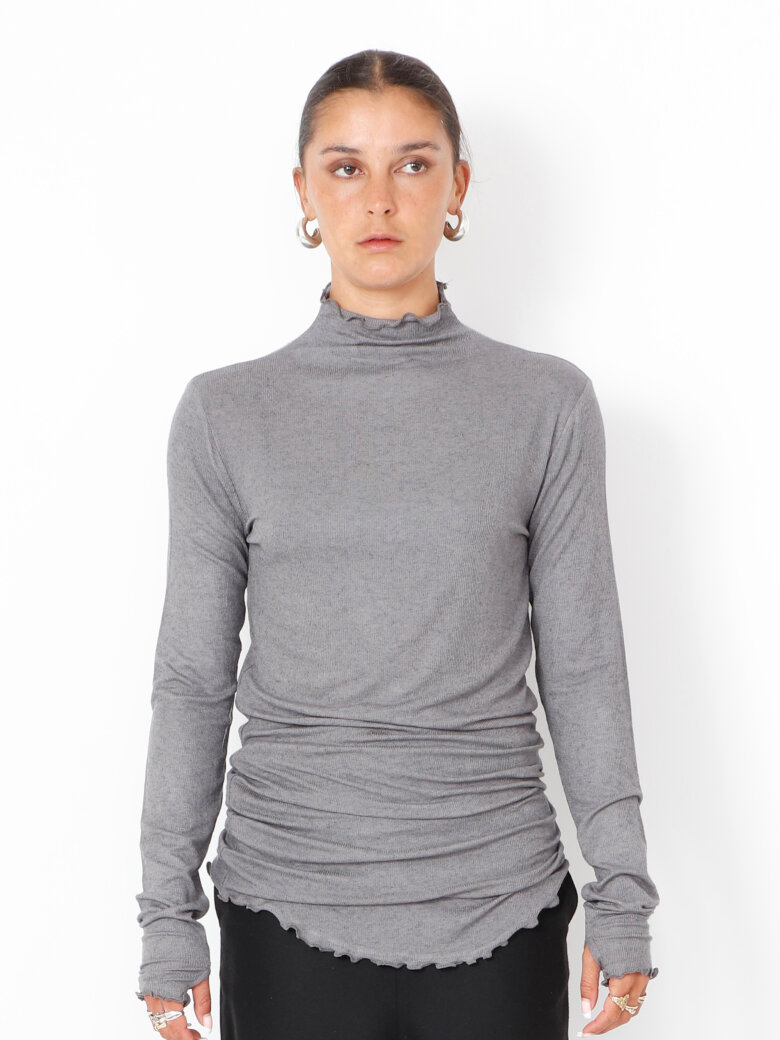 Sort Aarhus - Bluse med rullekrave og thumb-opening