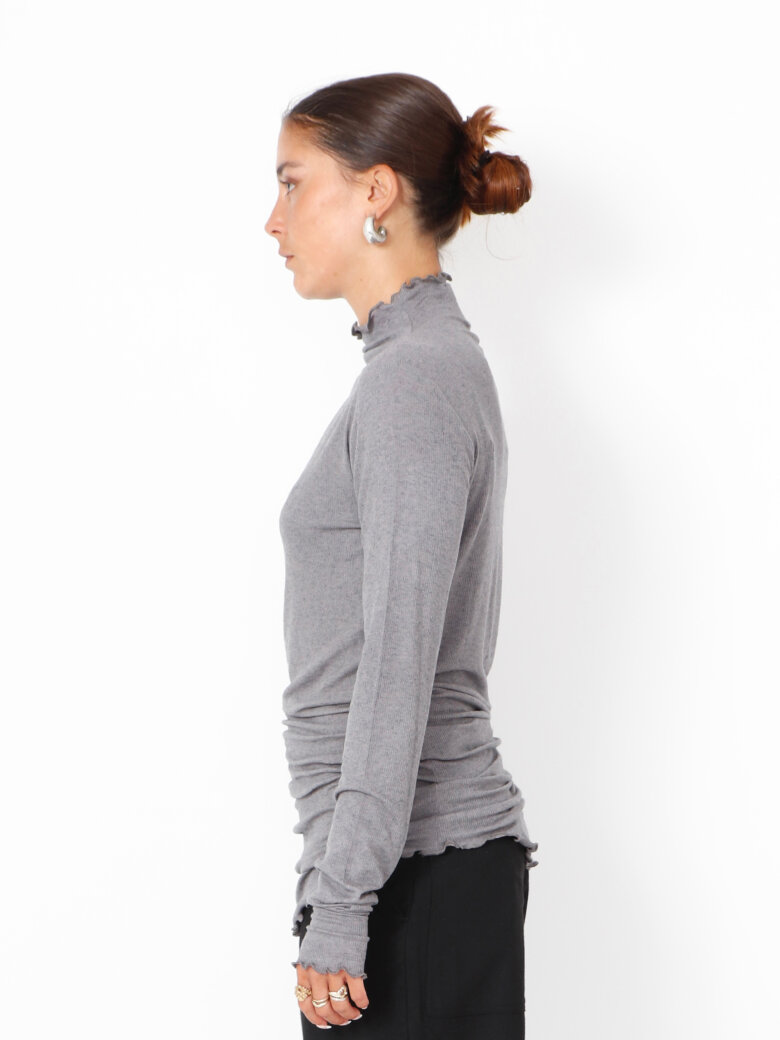 Sort Aarhus - Bluse med rullekrave og thumb-opening