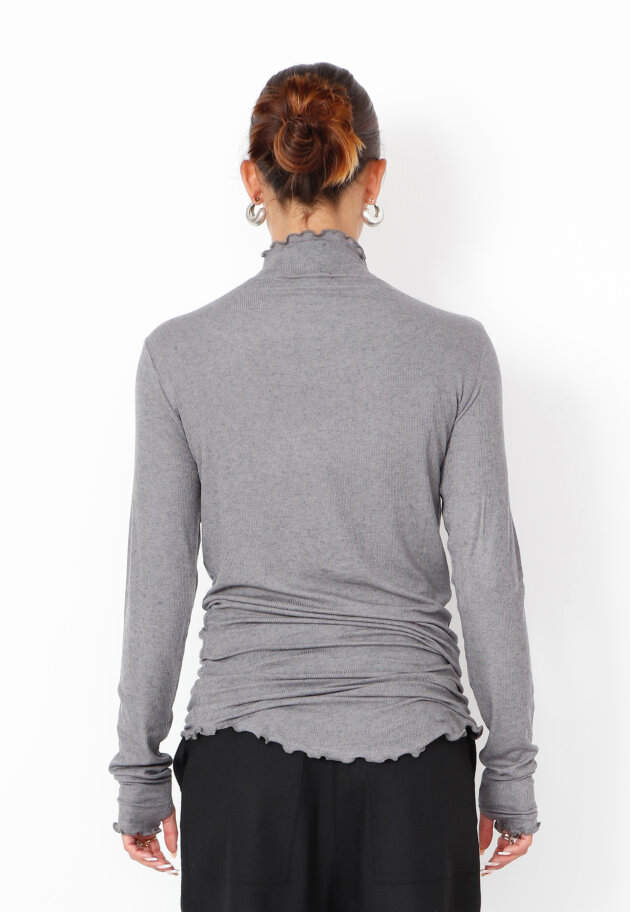 Sort Aarhus - Bluse med rullekrave og thumb-opening