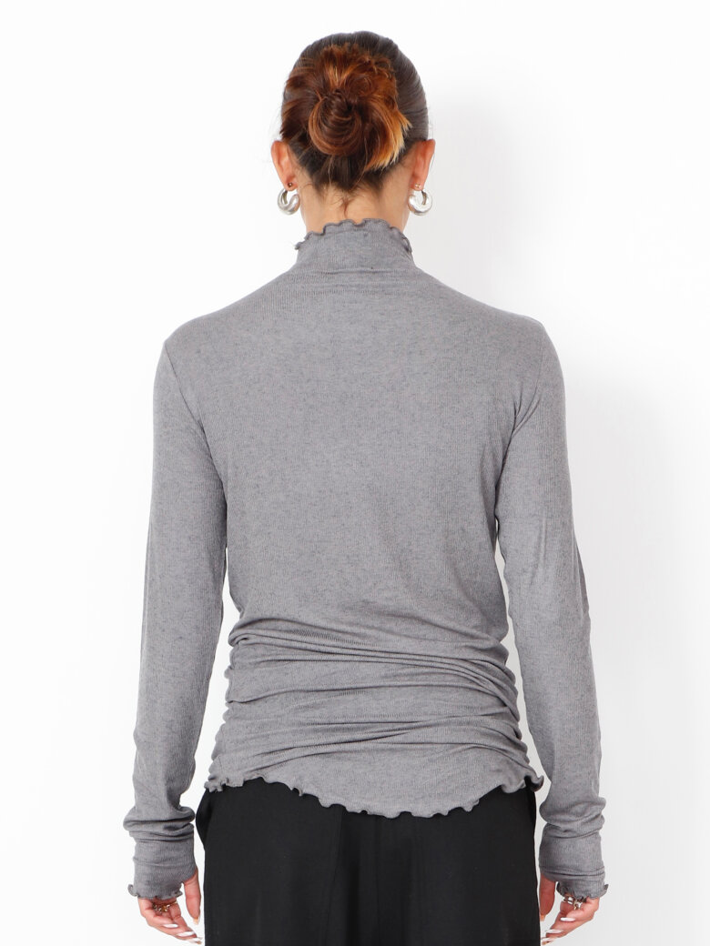 Sort Aarhus - Bluse med rullekrave og thumb-opening