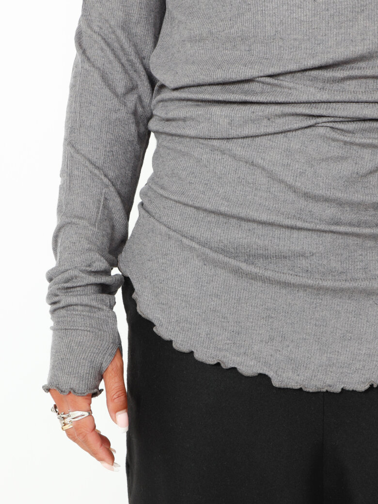 Sort Aarhus - Bluse med rullekrave og thumb-opening