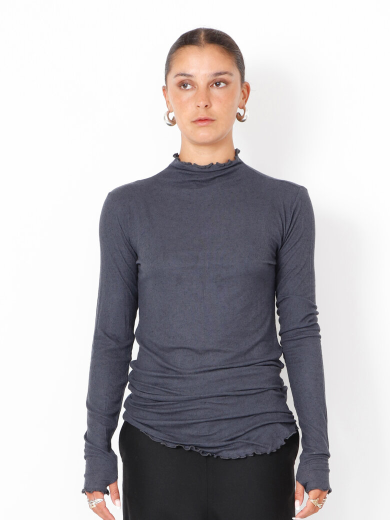 Sort Aarhus - Bluse med rullekrave og thumb-opening
