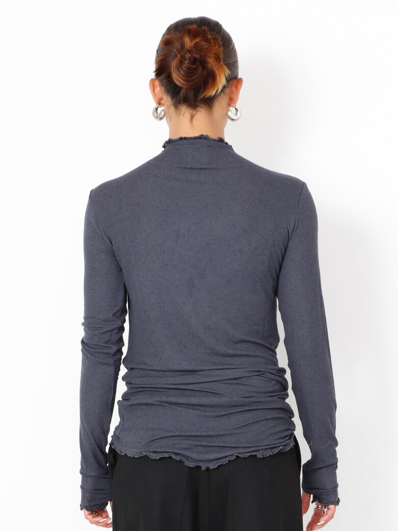 Sort Aarhus - Bluse med rullekrave og thumb-opening