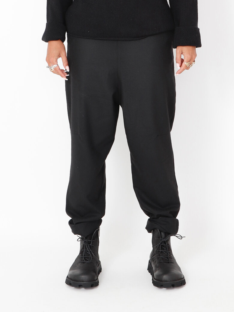 Sort Aarhus - Baggy pants in wool with pockets