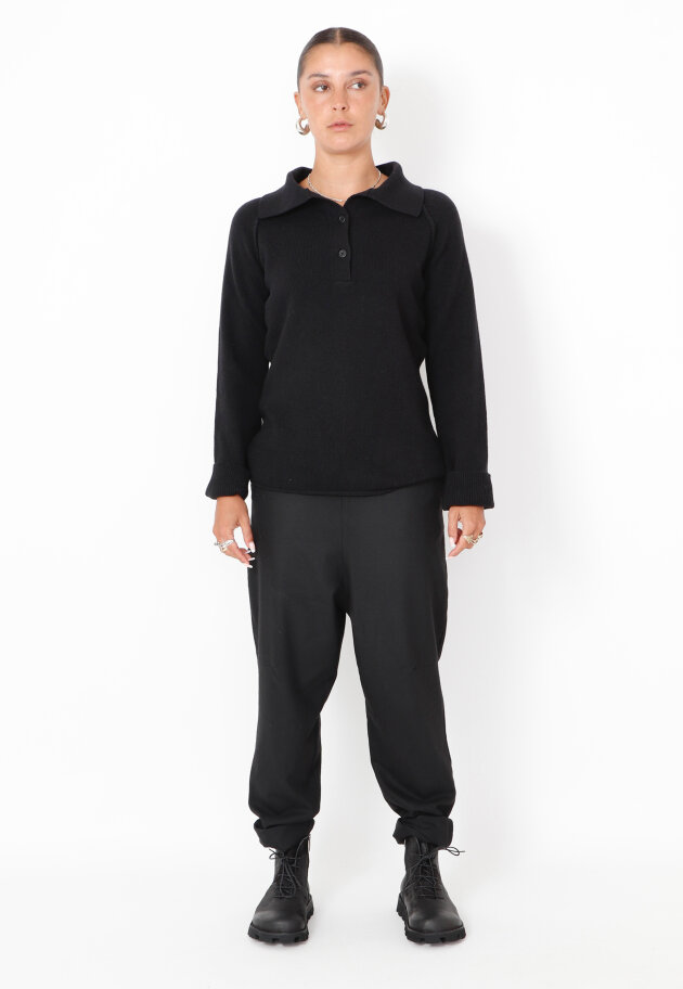 Sort Aarhus - Baggy pants in wool with pockets