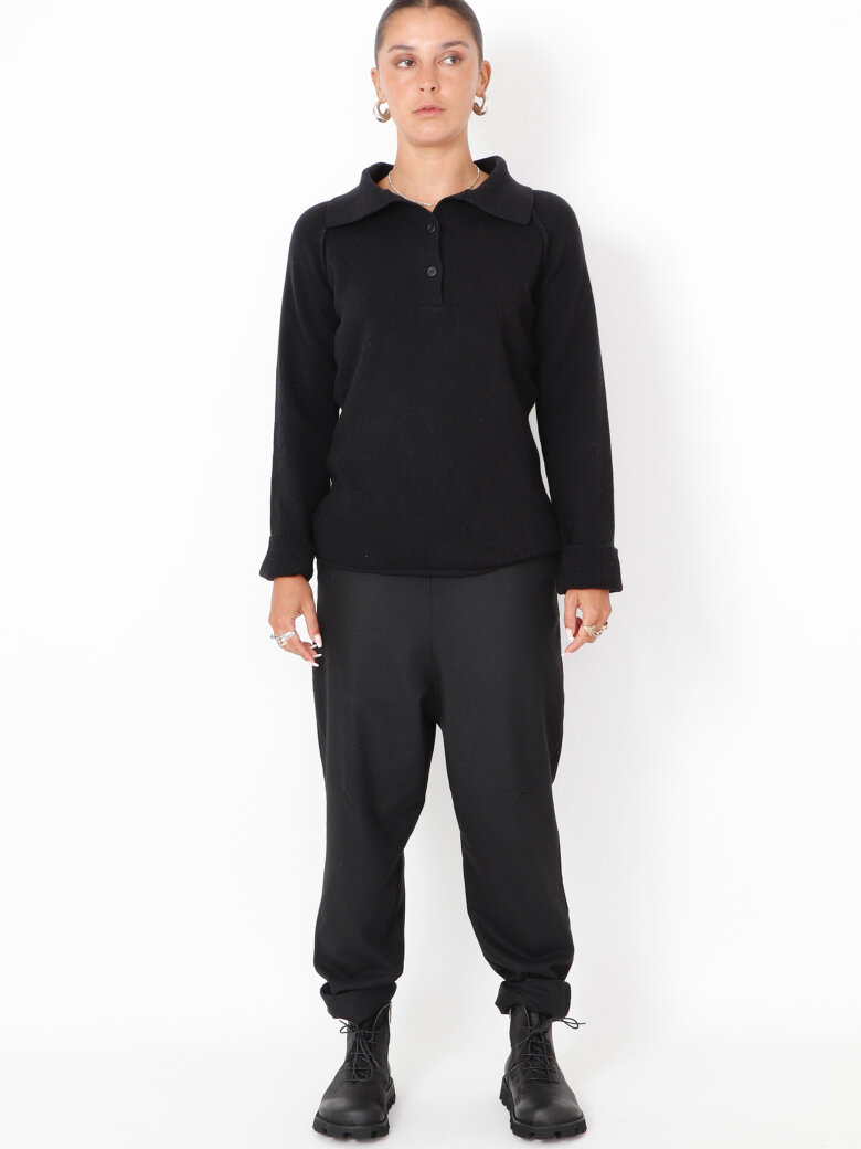 Sort Aarhus - Baggy pants in wool with pockets