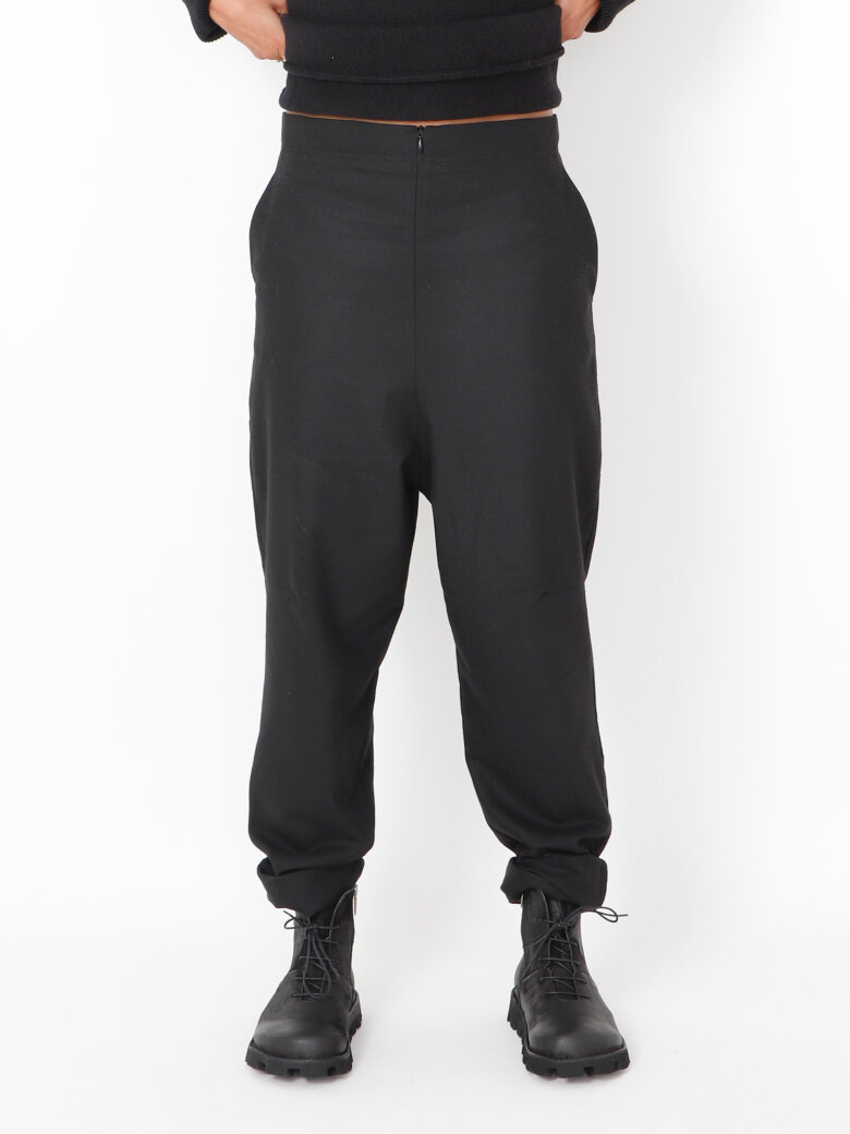 Sort Aarhus - Baggy pants in wool with pockets