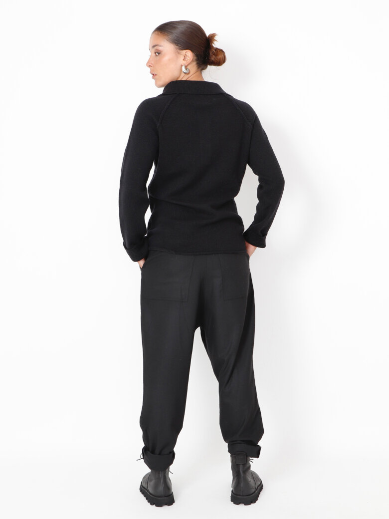 Sort Aarhus - Baggy pants in wool with pockets