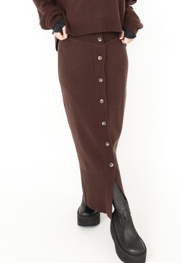 Sort Aarhus - Knitted skirt with buttons Sort Aarhus - Knitted skirt with buttons