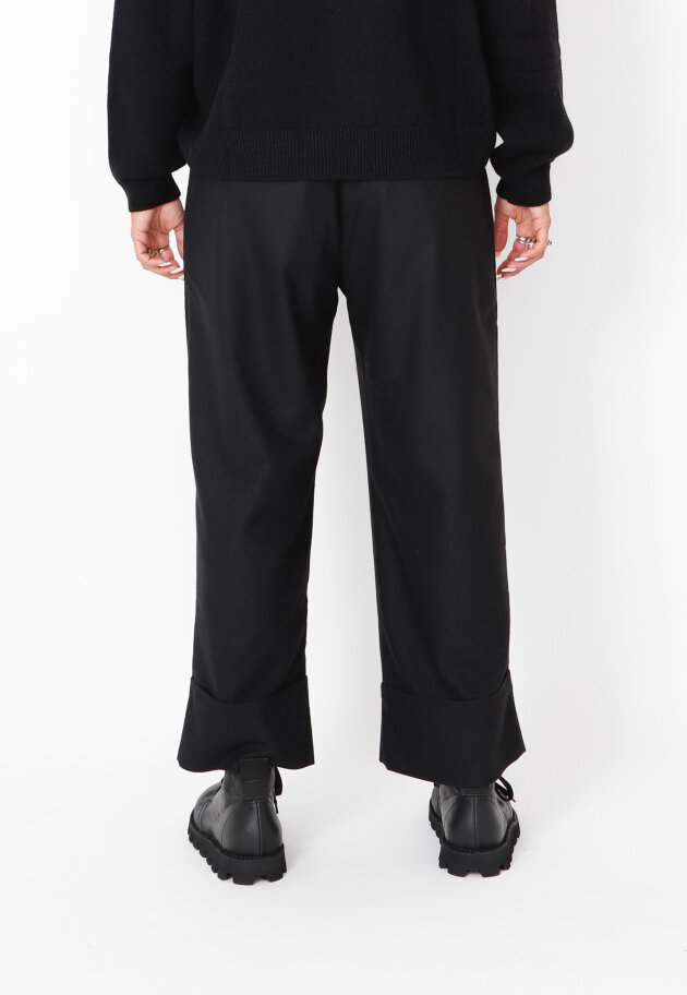 Sort Aarhus - 3/4 pants with turned-up hems in wool mix