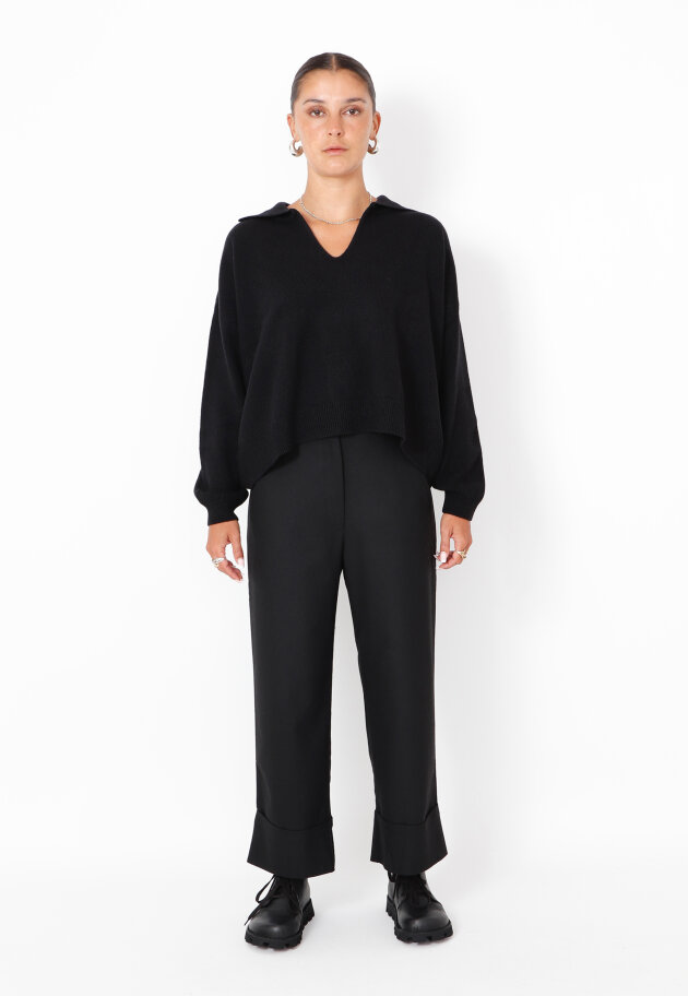 Sort Aarhus - Knitted polo in merino wool