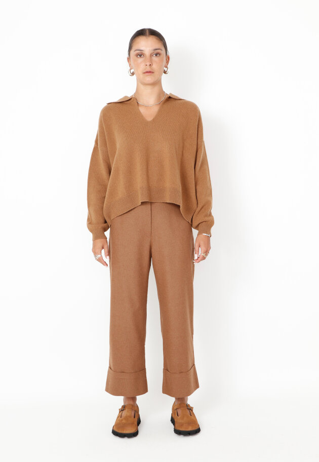 Sort Aarhus - 3/4 pants with turned-up hems in a wool mix