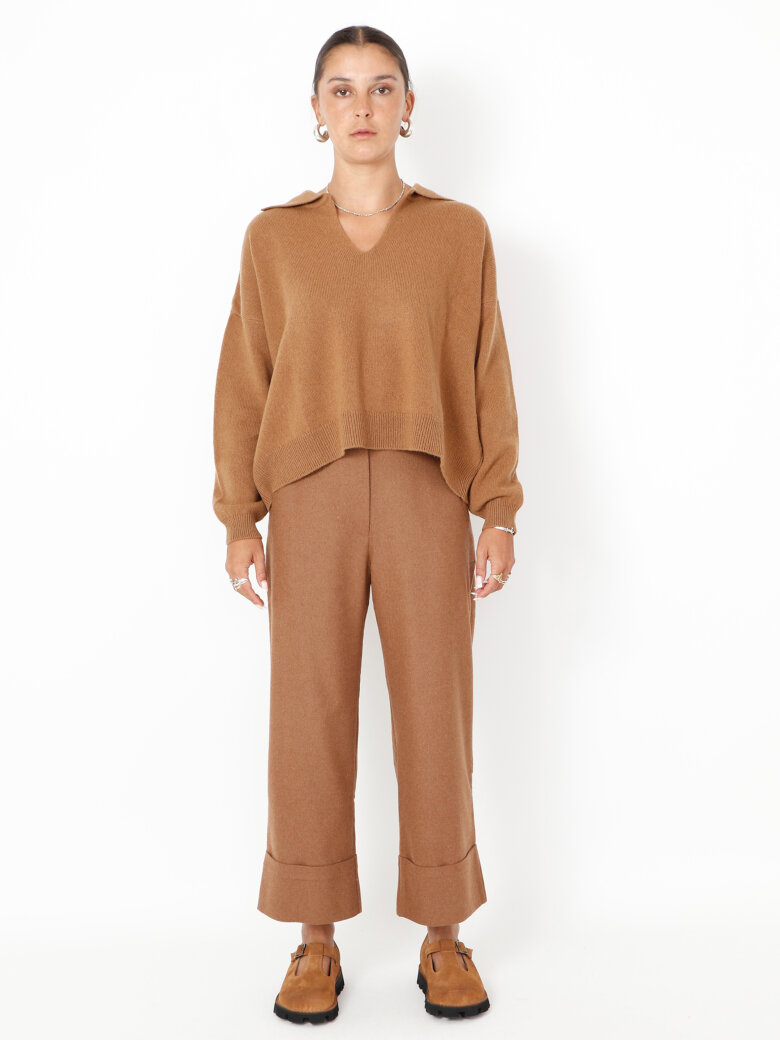 Sort Aarhus - 3/4 pants with turned-up hems in a wool mix