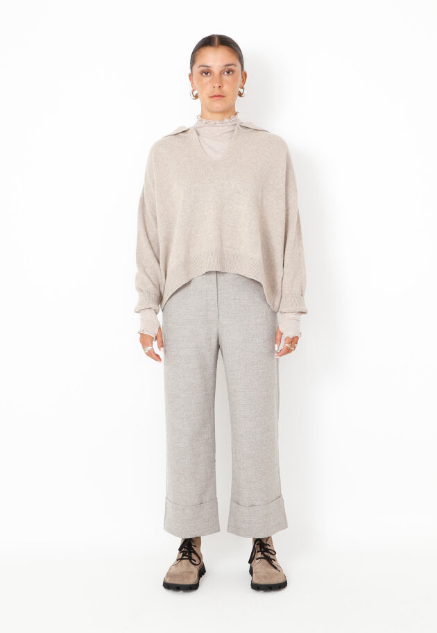 Sort Aarhus - 3/4 pants with turned-up hems in a wool mix