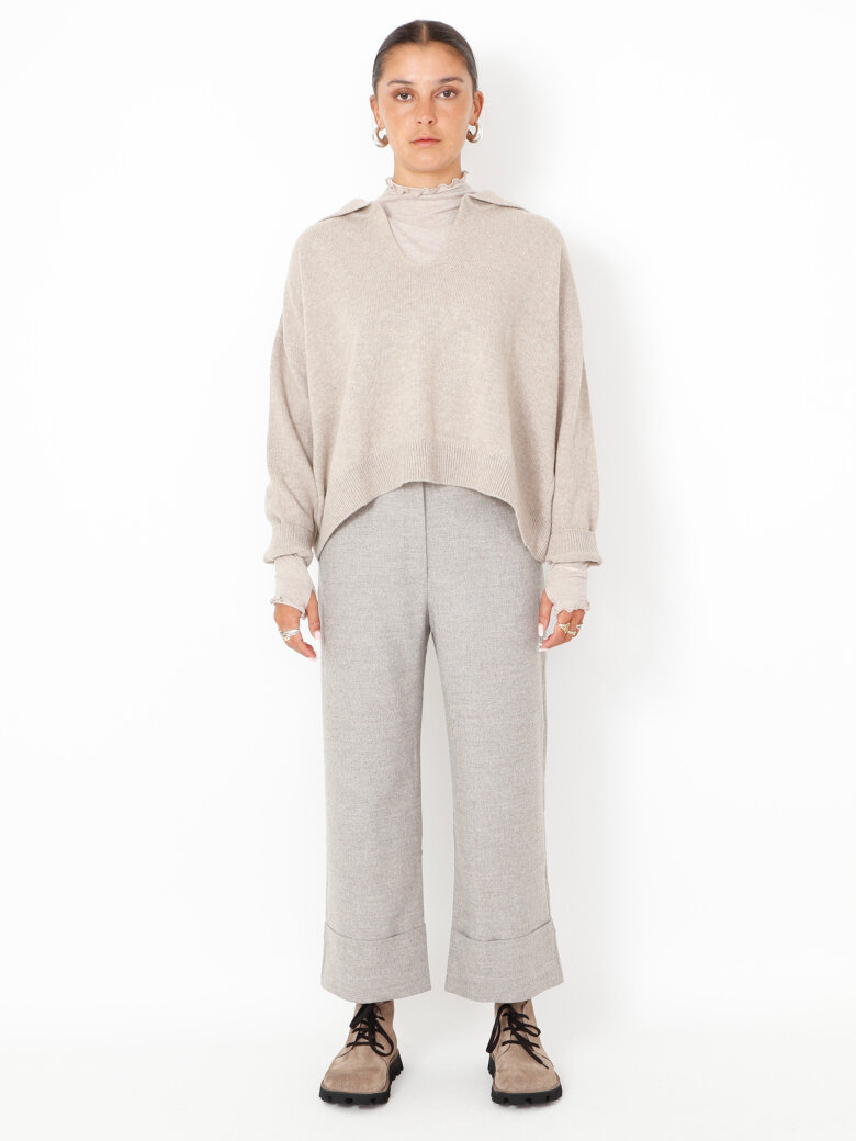 Sort Aarhus - 3/4 pants with turned-up hems in a wool mix