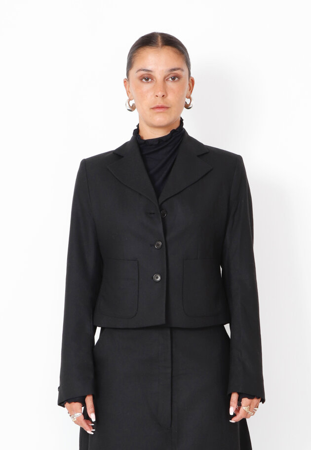 Sort Aarhus - Cropped blazer i uldblanding