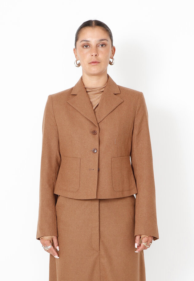Sort Aarhus - Cropped blazer i uldblanding