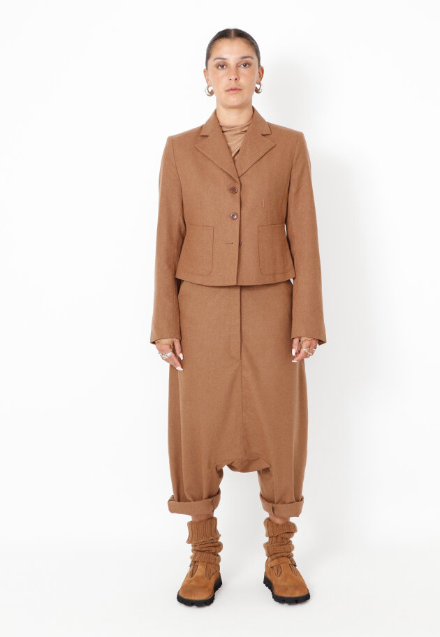 Sort Aarhus - Cropped blazer i uldblanding