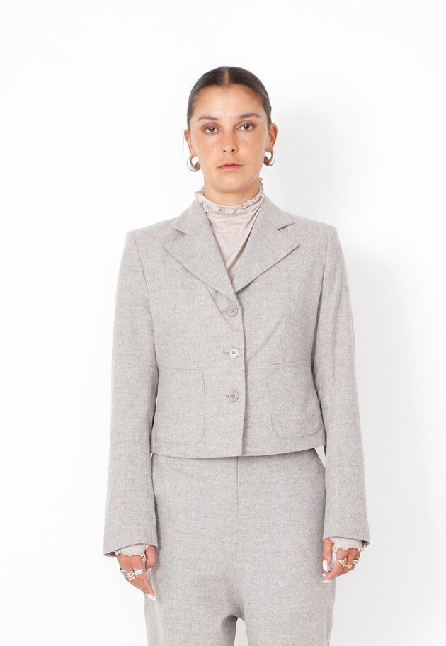 Sort Aarhus - Cropped blazer i uldblanding