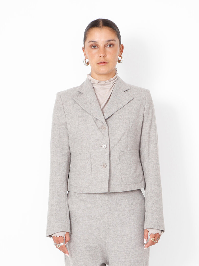 Sort Aarhus - Cropped blazer i uldblanding